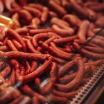 Butcher shop’s counter with large selection of raw meat