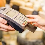 Paying with card in the food store